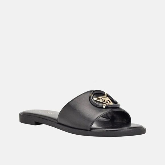 Guess Slip On Magnify Faux-Leather Beach Slides Black Women's Size US 6M - Picture 1 of 5